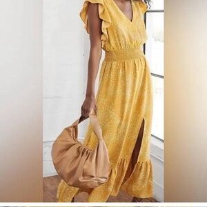 ExpressYellow Ruffle Sleeve Maxi Dress